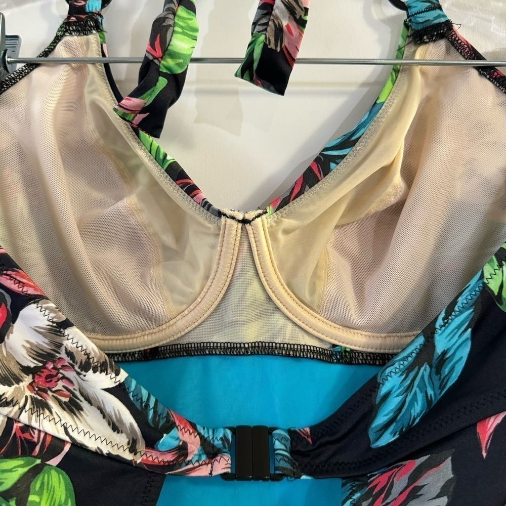 Fantasie Mahe Gathered Plunge Swimsuit Floral Size 34D - Picture 5 of 6